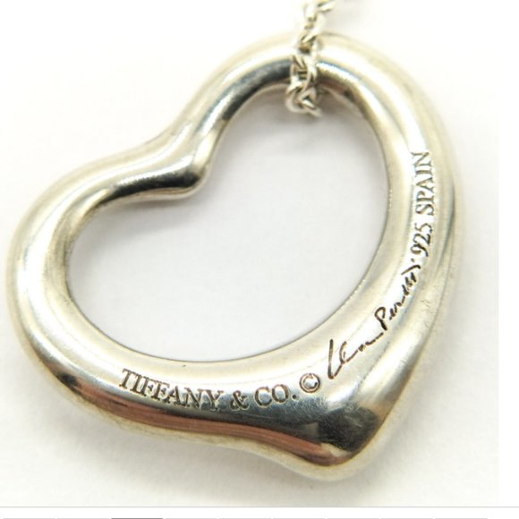 Tiffany and Co. Pendant Necklace Elsa Peretti Open Heart Silver 925 - Picture 2 of 12